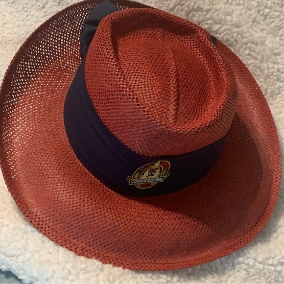 Vtg Golf  Us Open 1997 Congressional Hat Womens Straw Woven Shade Wide Brim Hat